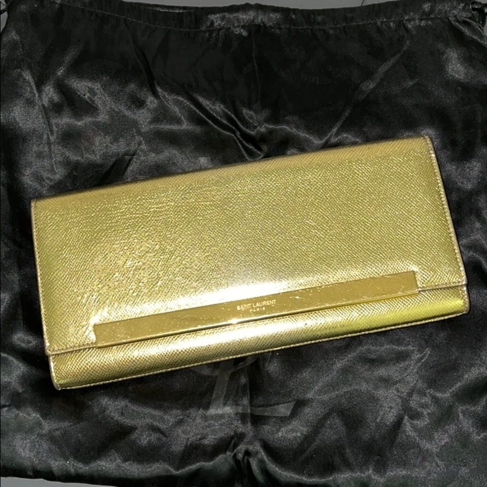Saint Laurent Paris gold clutch